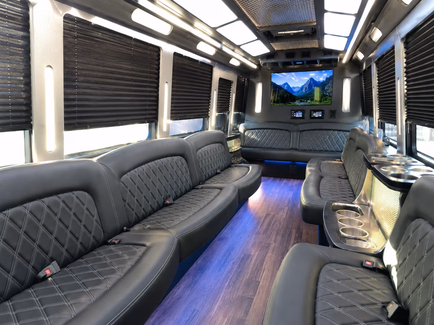 Friends laughing during a party bus celebration in Cape Coral