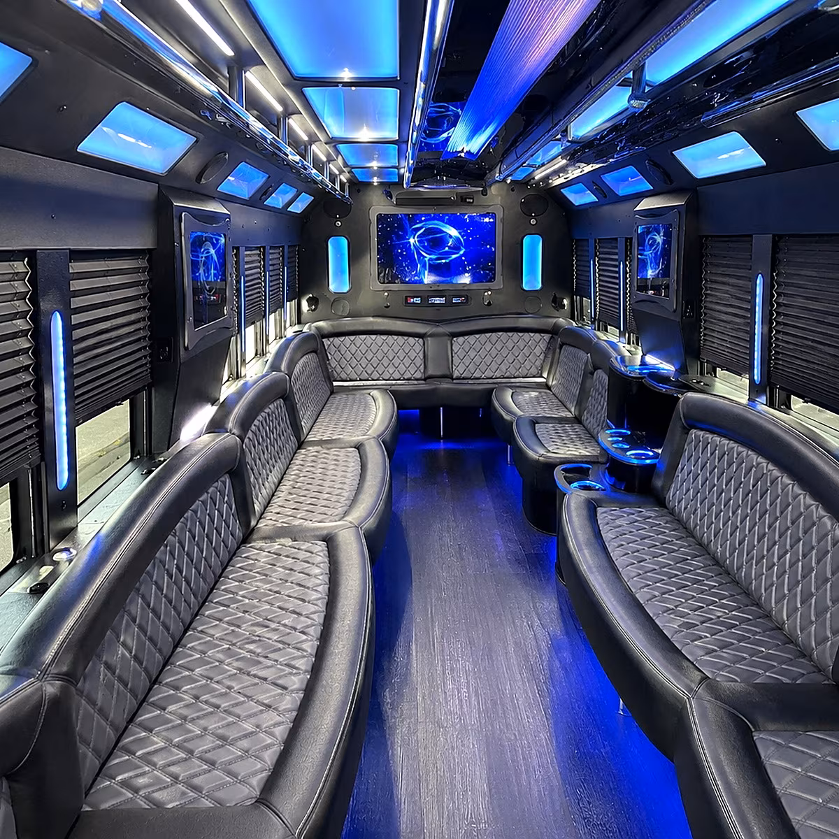 Cape Coral Bachelor & Bachelorette Transportation party bus interior